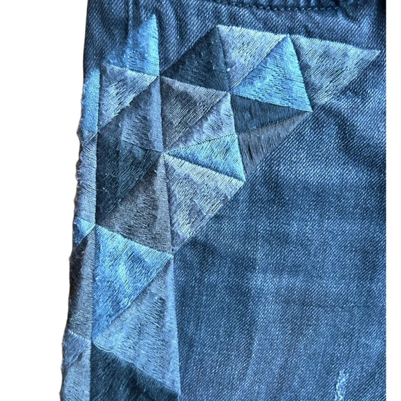 Sandrine Rose Los Angeles black wide leg embroidered jeans size 24 Fray Hem - Picture 13 of 16